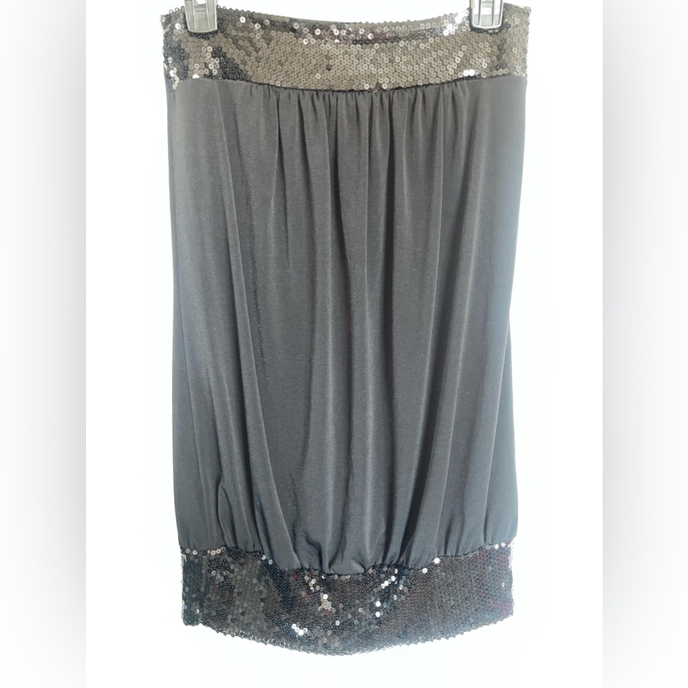 Black sequined strapless top